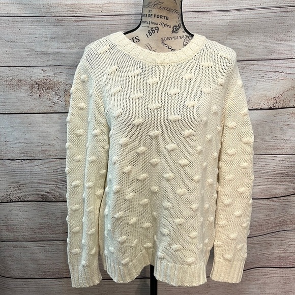 Vince Camuto Popcorn Sweater Antique White Cotton Size Large - Picture 2 of 10